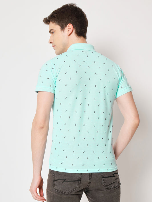 Men Micro Print Regular Fit Polo T-Shirt