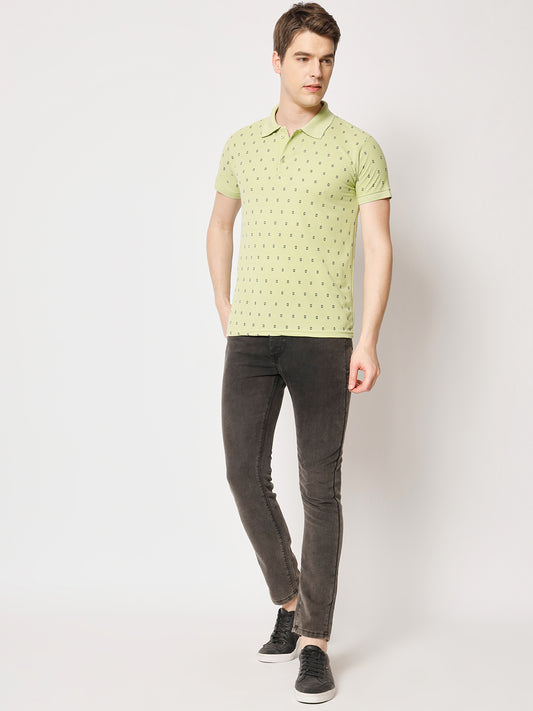 Regular Fit Micro Print Polo T-Shirt