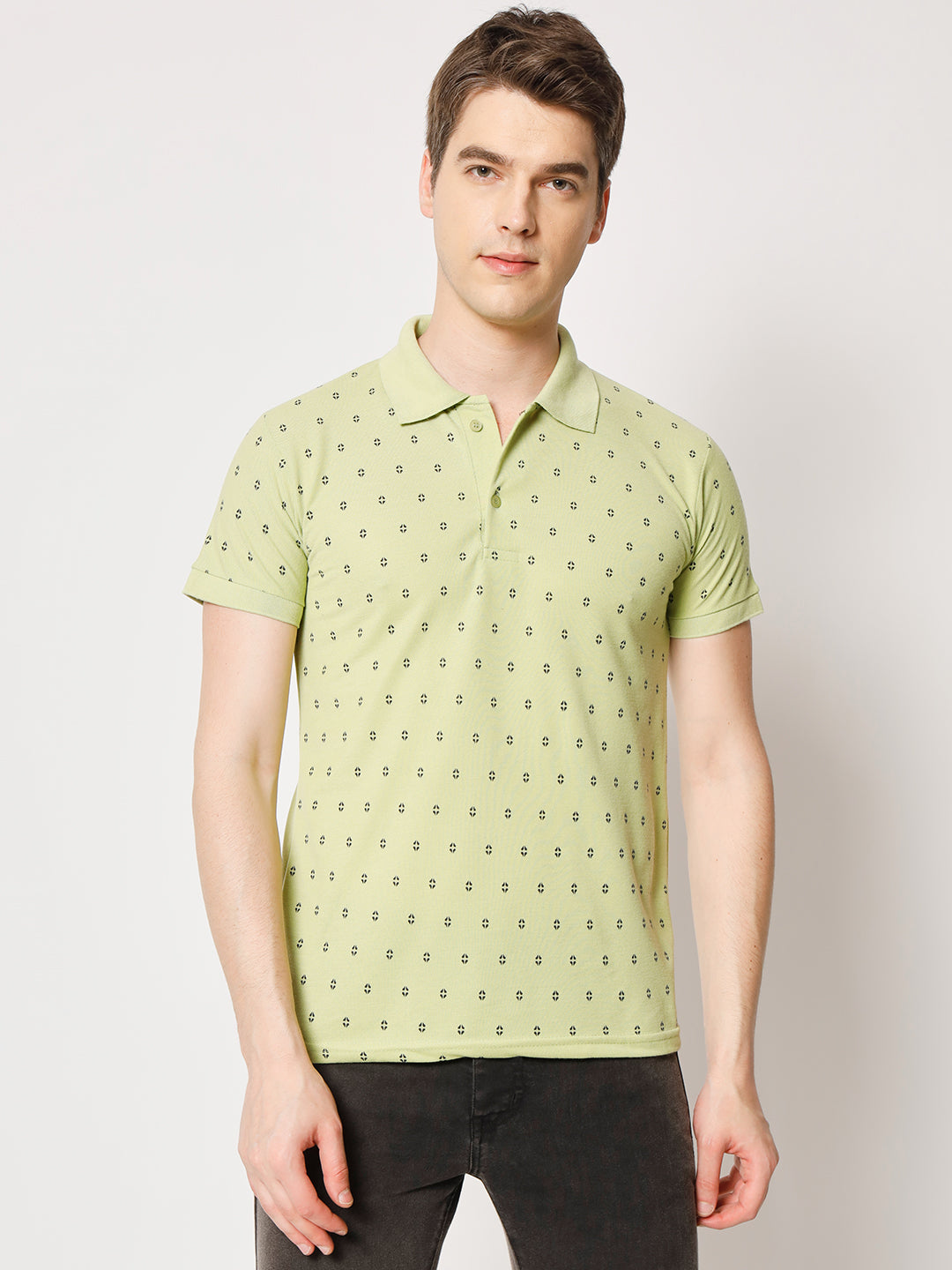 Regular Fit Micro Print Polo T-Shirt
