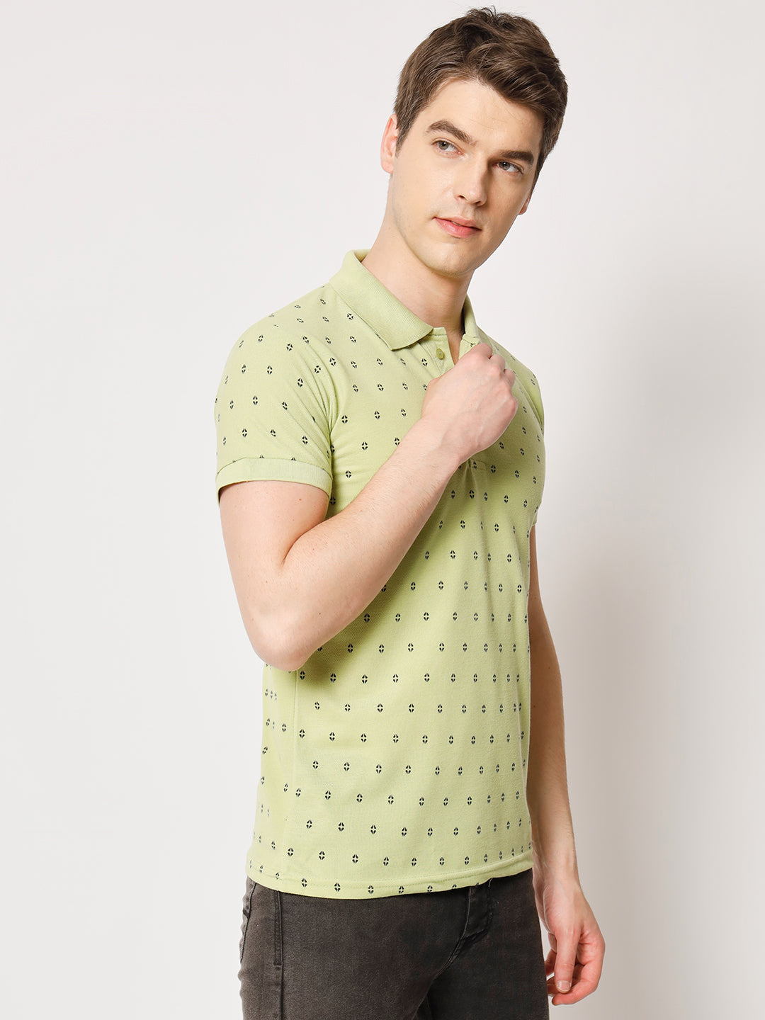 Regular Fit Micro Print Polo T-Shirt