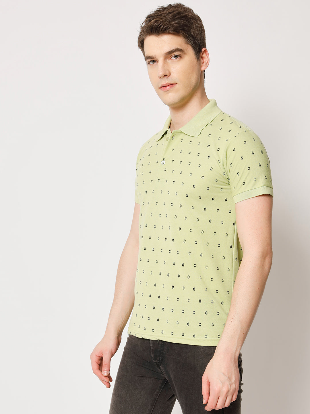 Regular Fit Micro Print Polo T-Shirt
