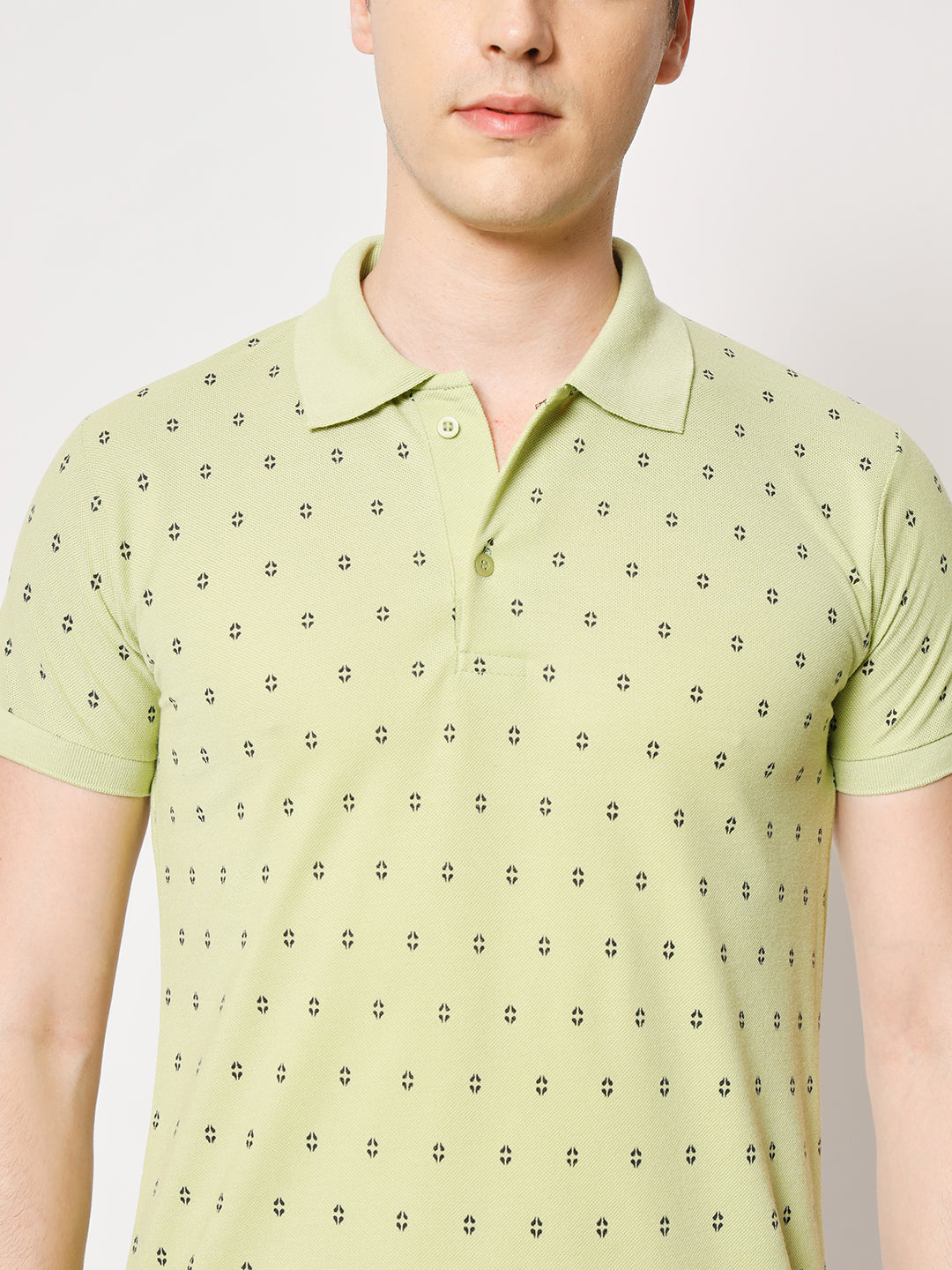 Regular Fit Micro Print Polo T-Shirt