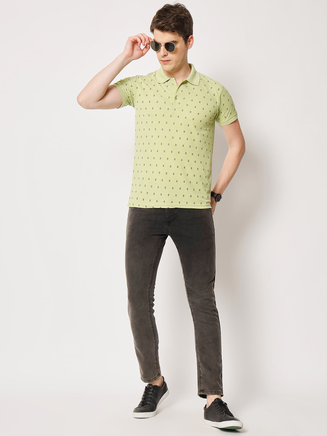 Regular Fit Micro Print Polo T-Shirt