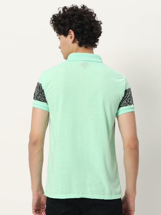 Men Micro Print Regular Fit Polo T-shirt