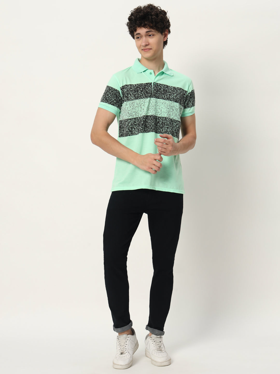 Men Micro Print Regular Fit Polo T-shirt