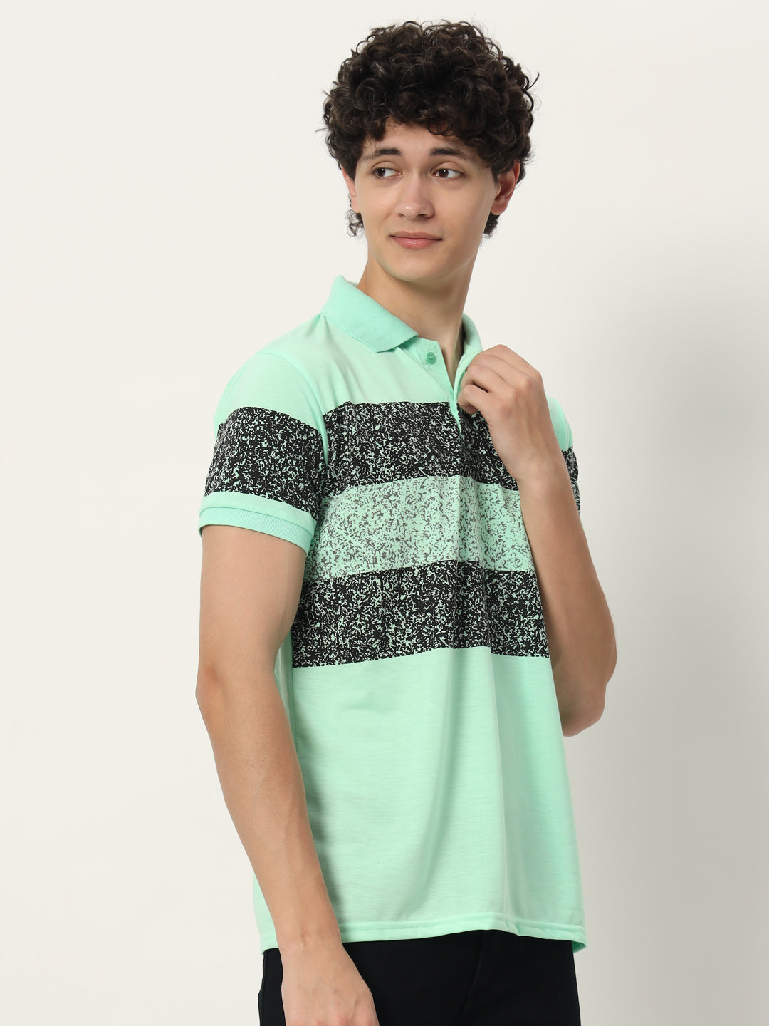 Men Micro Print Regular Fit Polo T-shirt