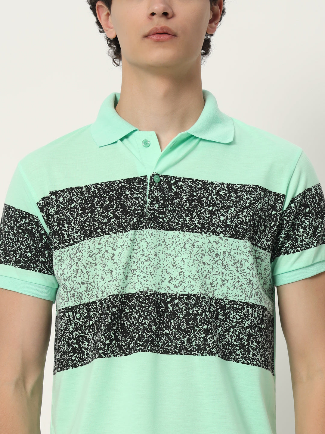 Men Micro Print Regular Fit Polo T-shirt