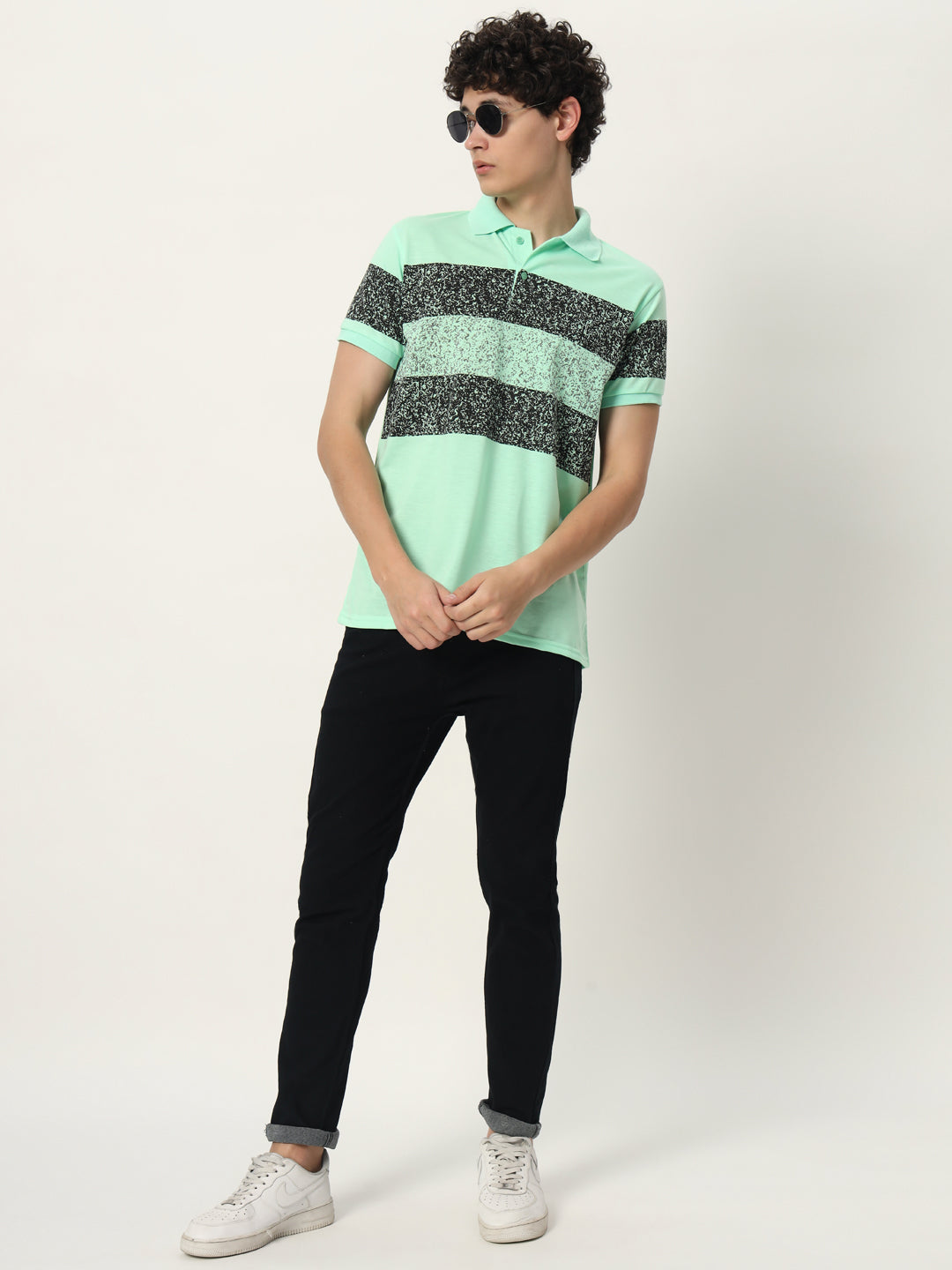 Men Micro Print Regular Fit Polo T-shirt