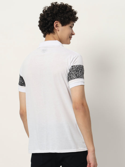Men Micro Print Regular Fit Polo T-shirt