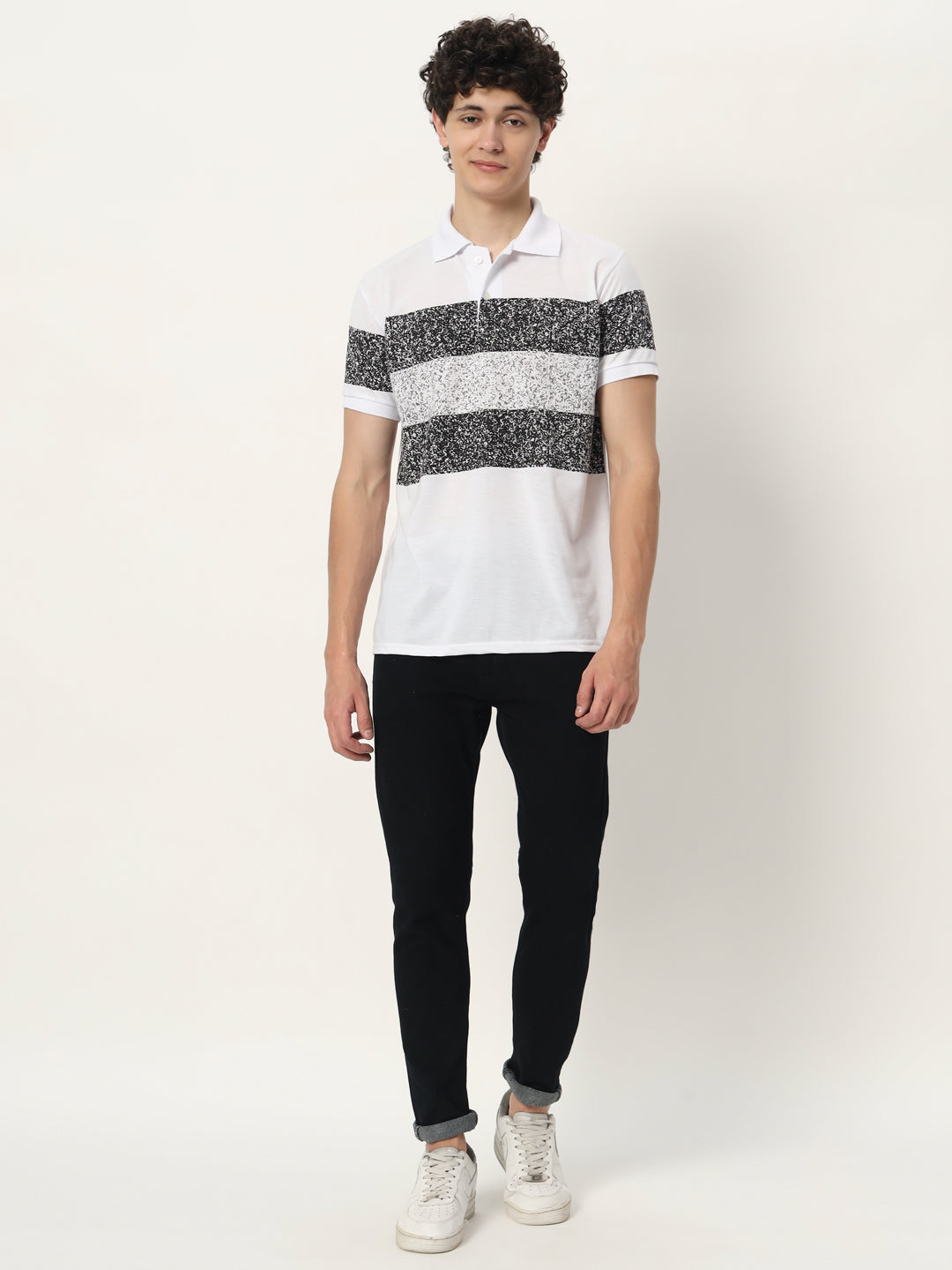 Men Micro Print Regular Fit Polo T-shirt