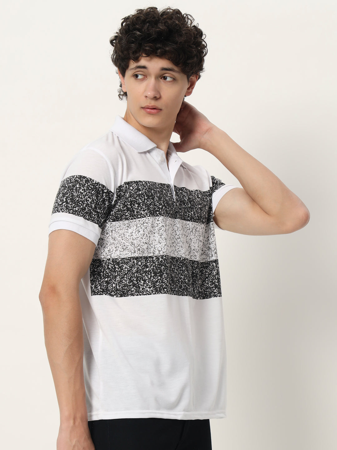 Men Micro Print Regular Fit Polo T-shirt