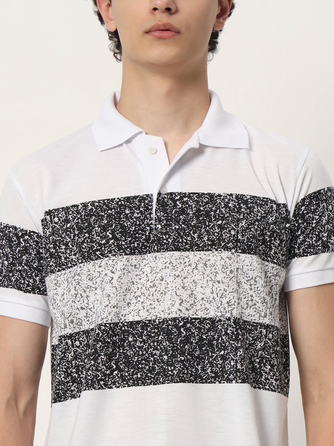Men Micro Print Regular Fit Polo T-shirt