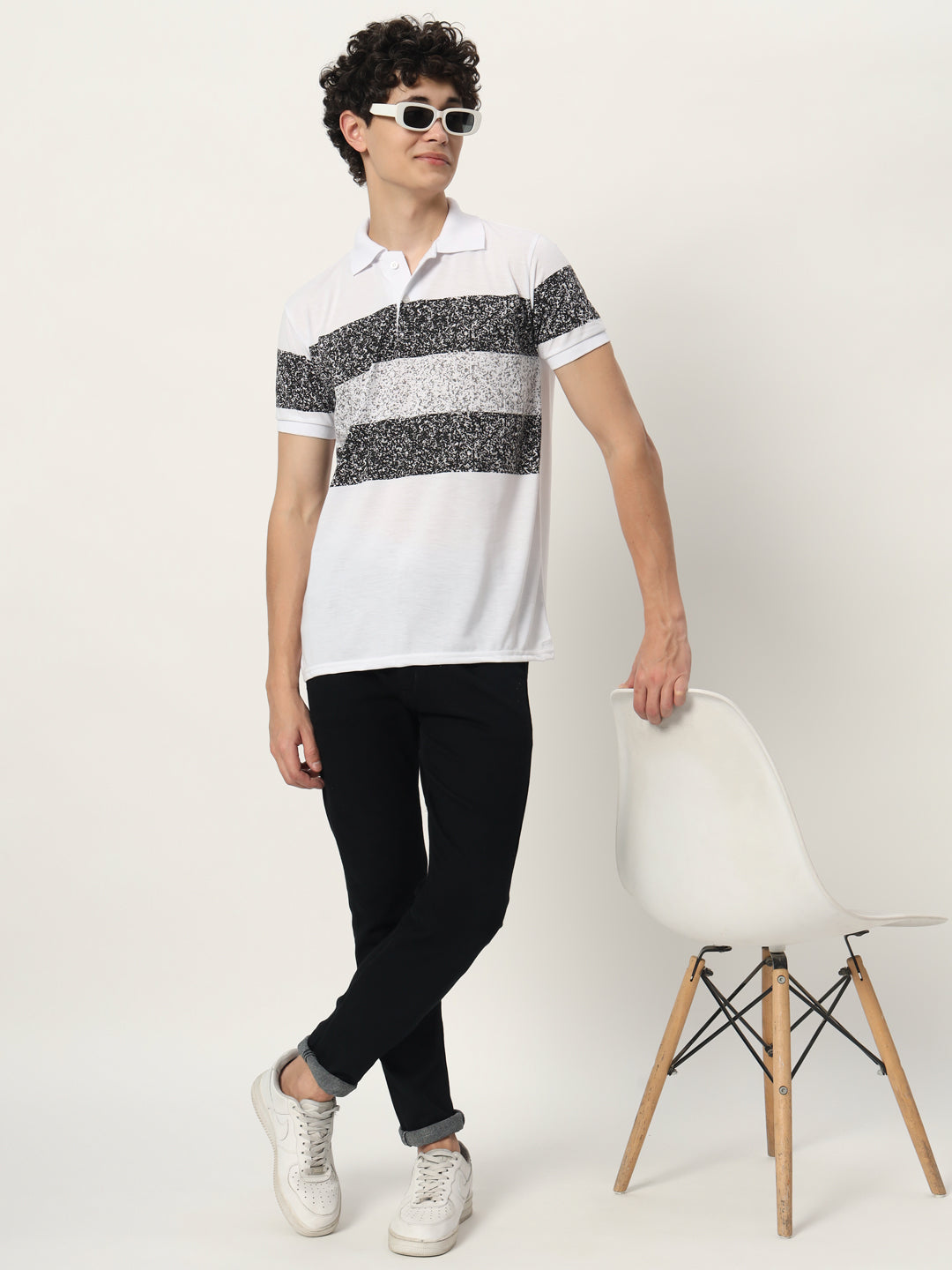 Men Micro Print Regular Fit Polo T-shirt