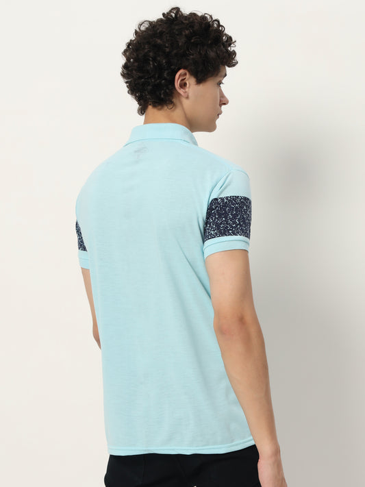Men Micro Print Regular Fit Polo T-shirt