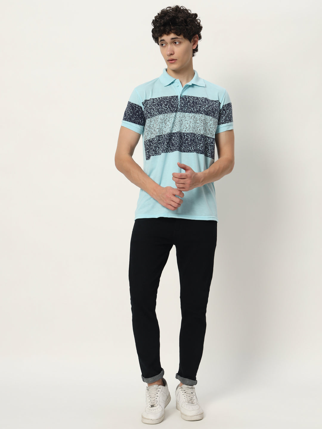 Men Micro Print Regular Fit Polo T-shirt