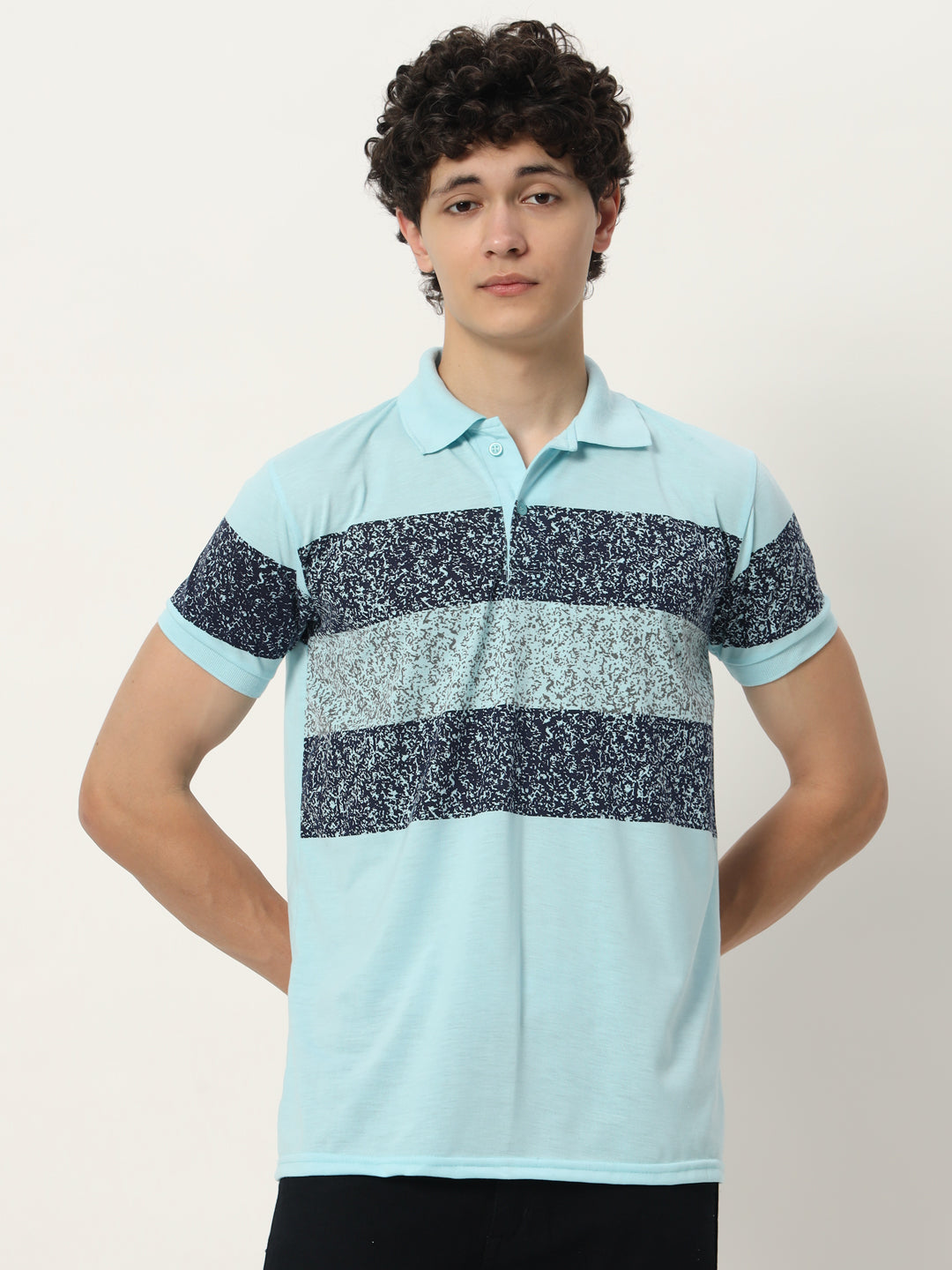 Men Micro Print Regular Fit Polo T-shirt