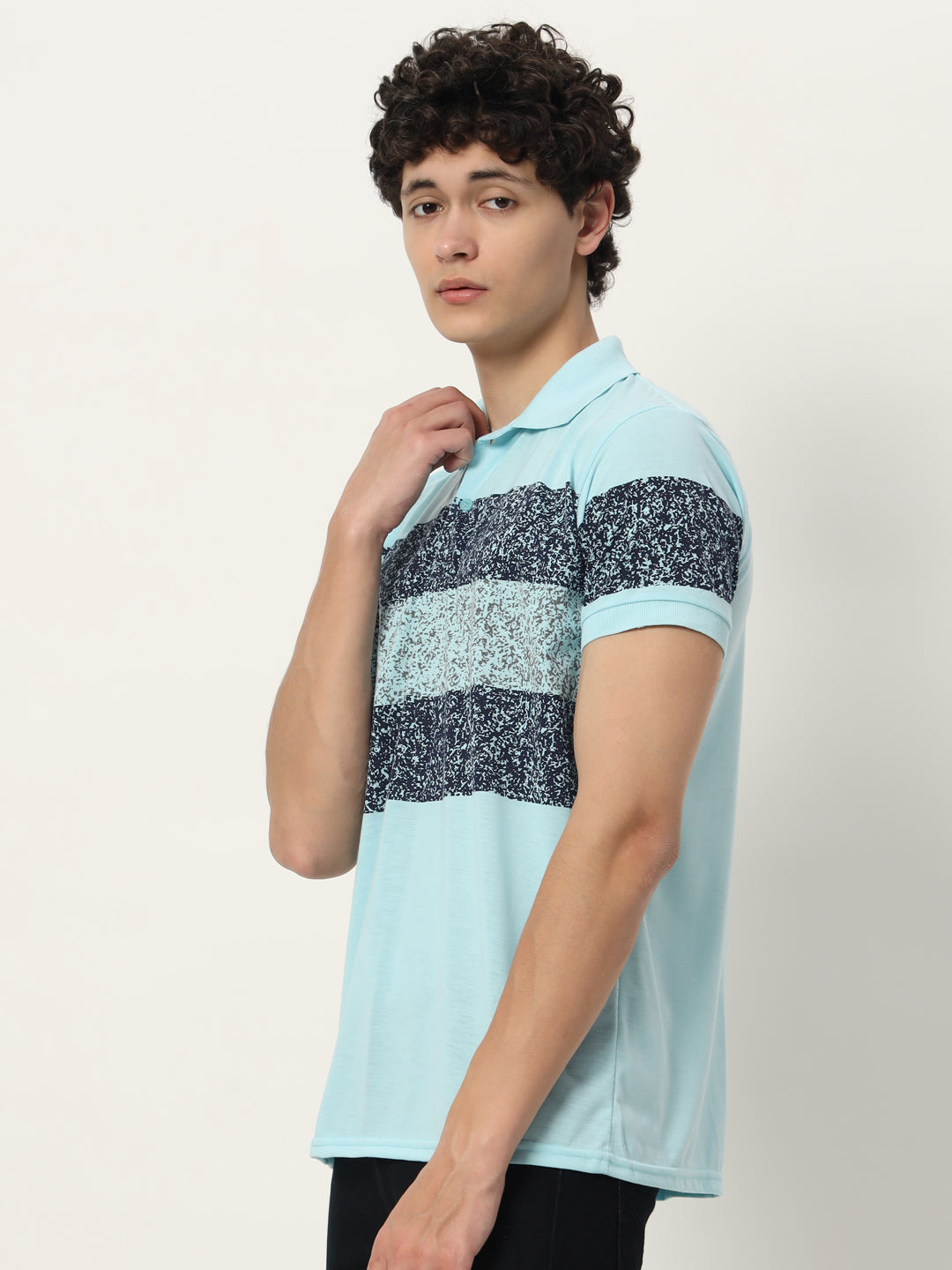 Men Micro Print Regular Fit Polo T-shirt