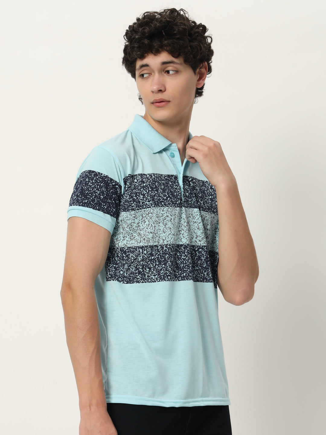 Men Micro Print Regular Fit Polo T-shirt