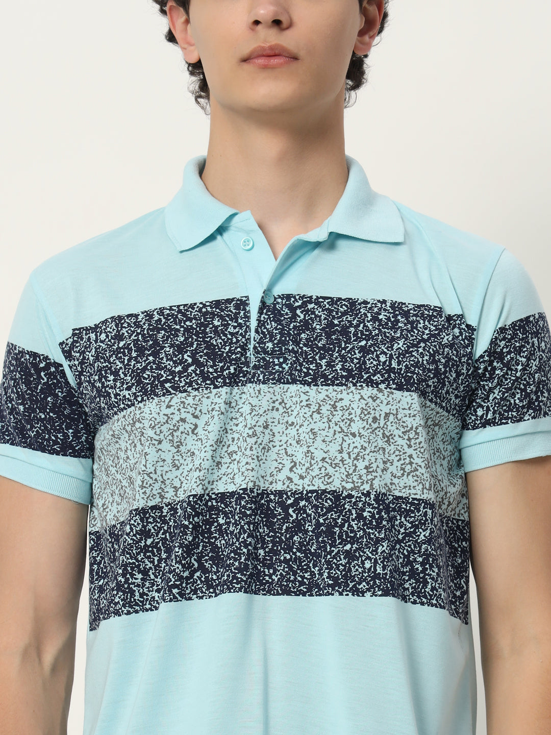 Men Micro Print Regular Fit Polo T-shirt