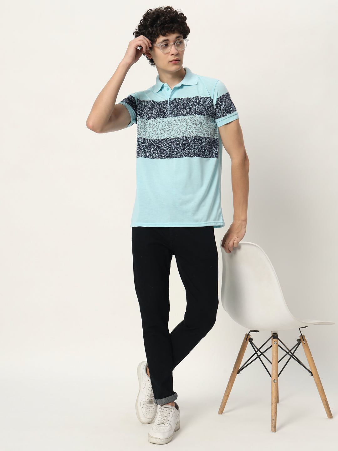 Men Micro Print Regular Fit Polo T-shirt