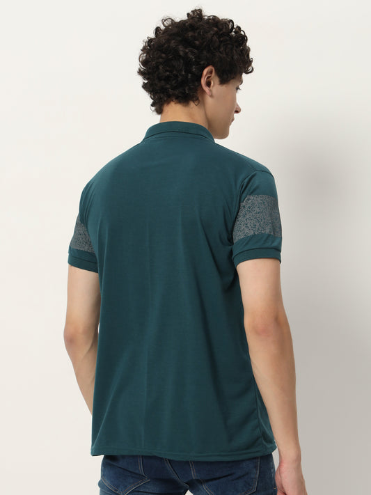 Men Micro Print Regular Fit Polo T-shirt