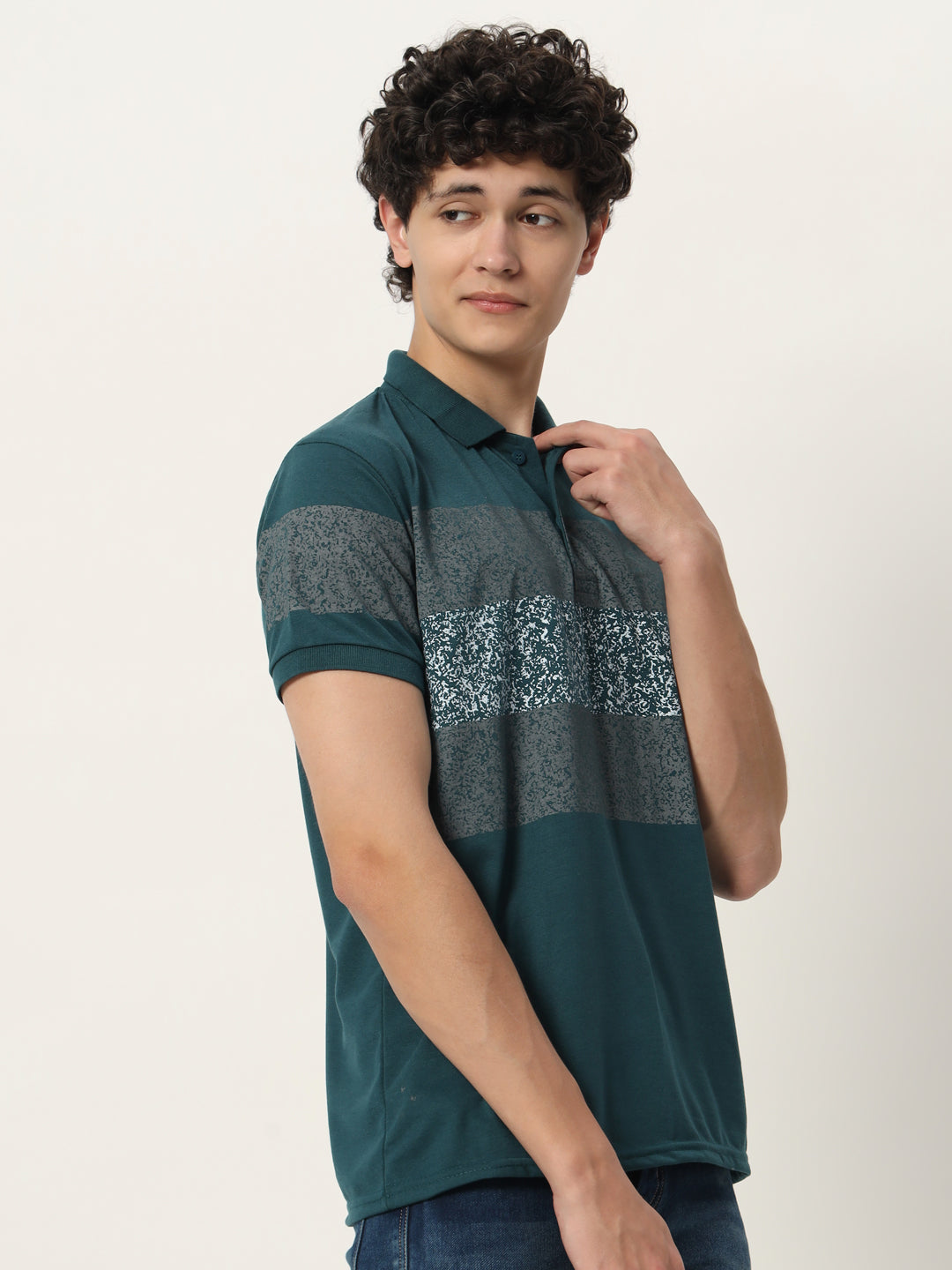 Men Micro Print Regular Fit Polo T-shirt