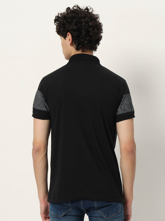 Men Micro Print Regular Fit Polo T-shirt