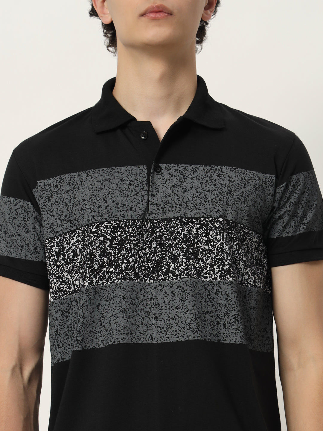 Men Micro Print Regular Fit Polo T-shirt