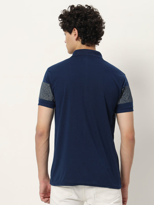 Men Micro Print Regular Fit Polo T-shirt