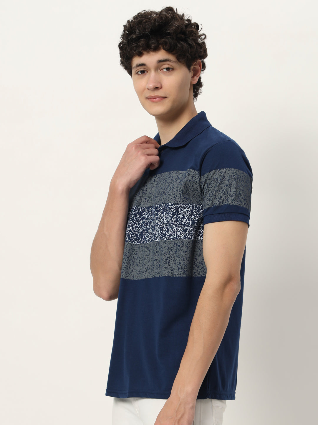 Men Micro Print Regular Fit Polo T-shirt