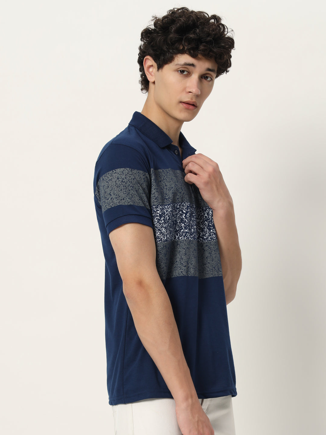 Men Micro Print Regular Fit Polo T-shirt