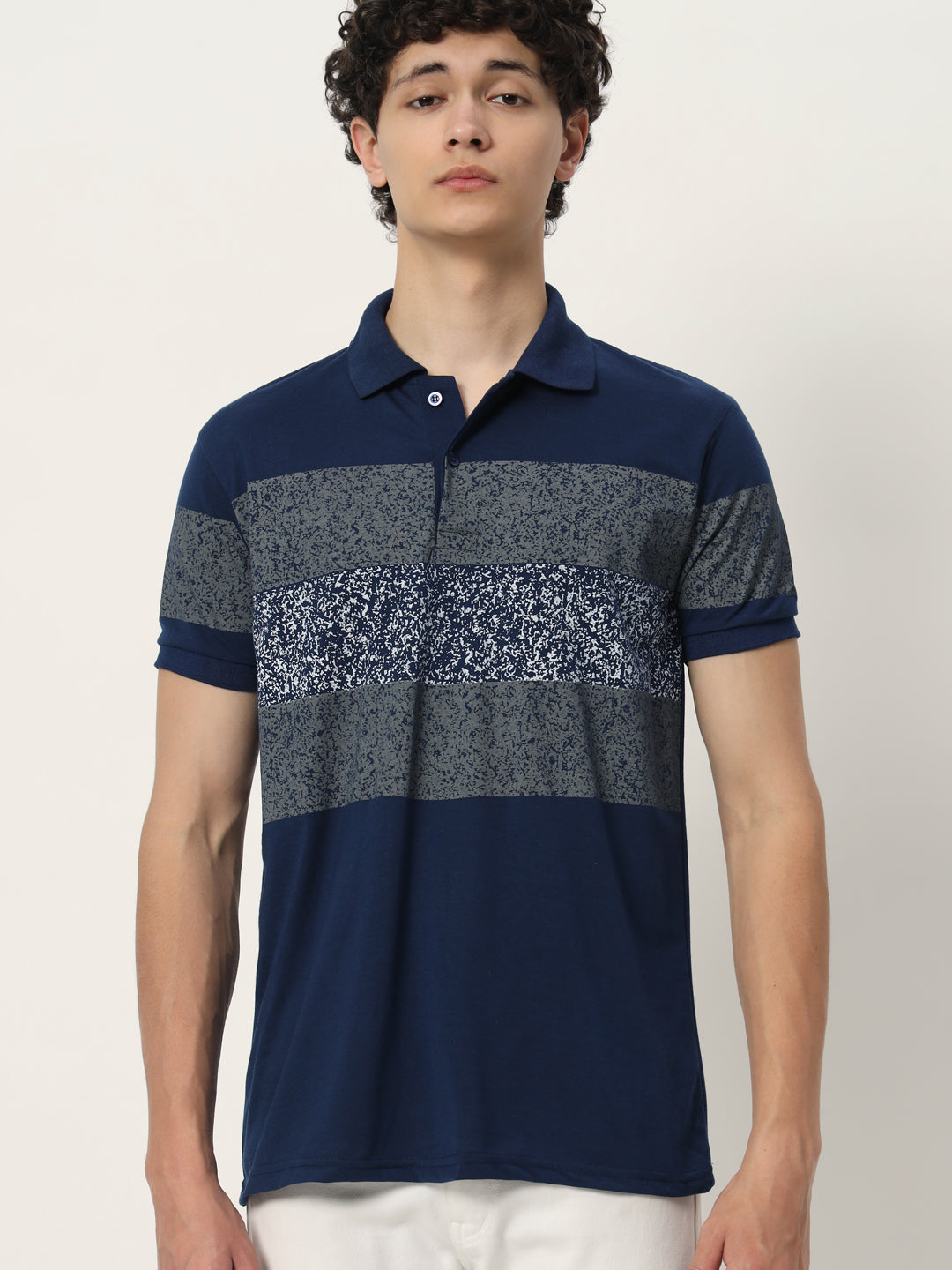 Men Micro Print Regular Fit Polo T-shirt
