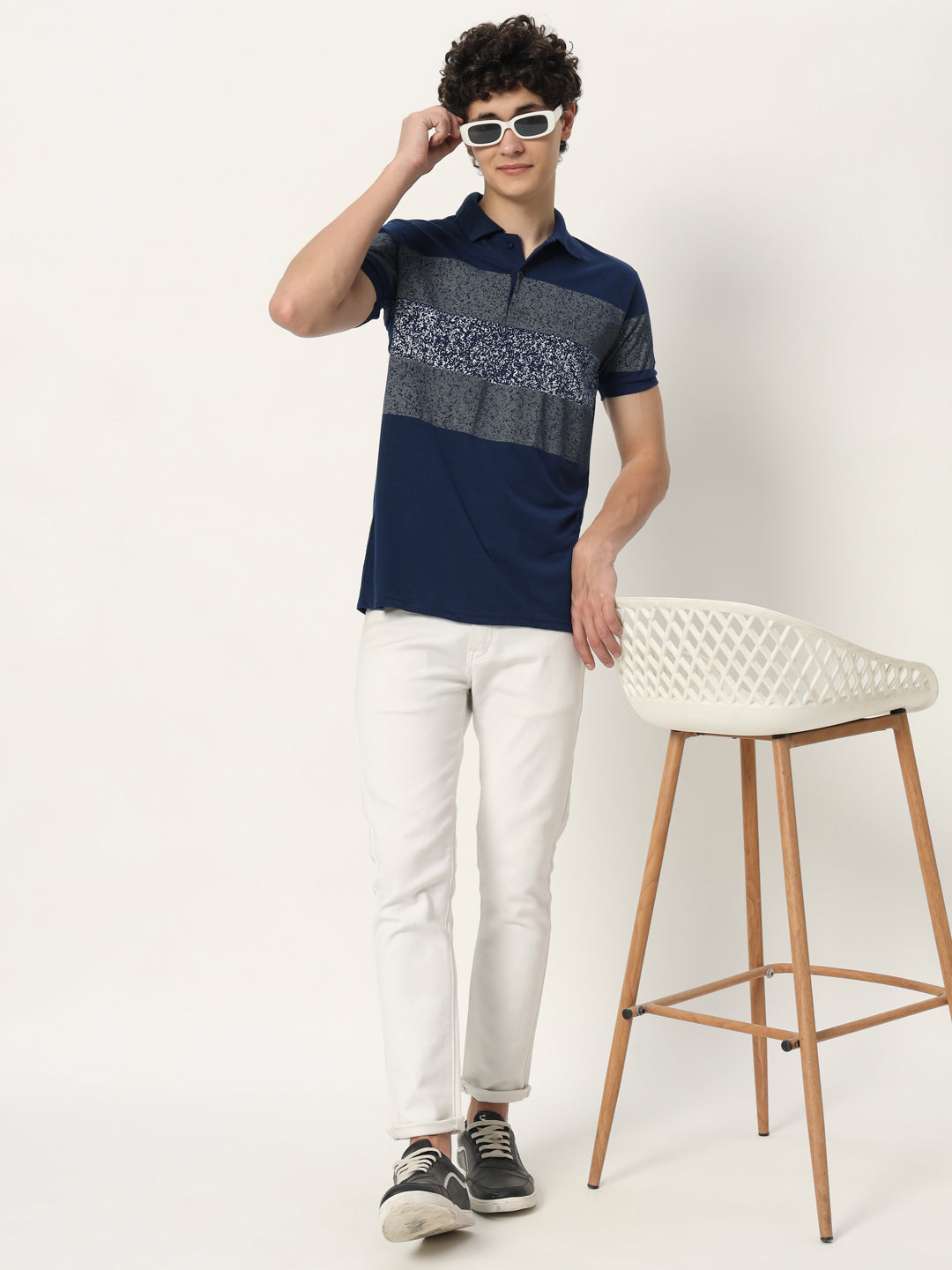 Men Micro Print Regular Fit Polo T-shirt