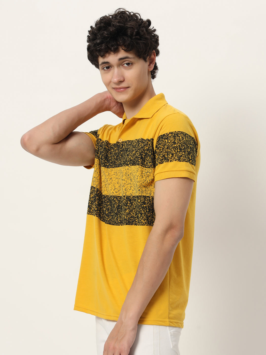 Men Micro Print Regular Fit Polo T-shirt