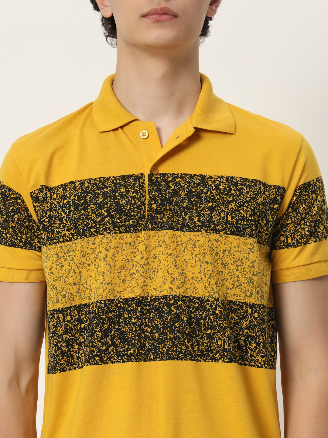 Men Micro Print Regular Fit Polo T-shirt