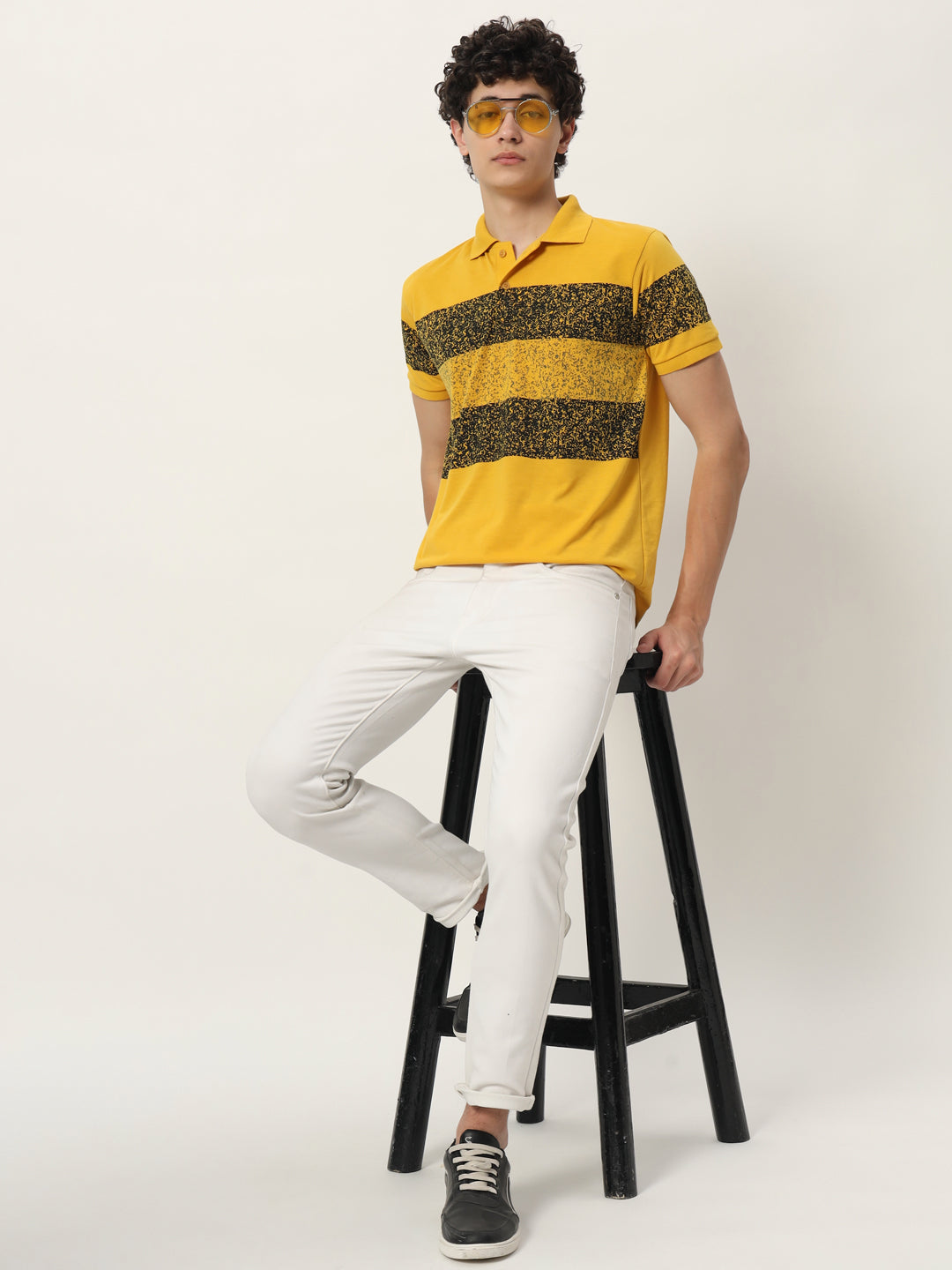 Men Micro Print Regular Fit Polo T-shirt
