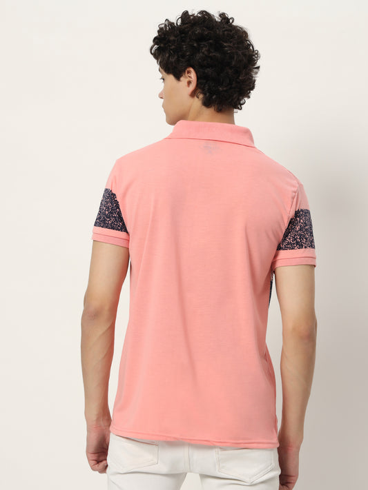 Men Micro Print Regular Fit Polo T-shirt