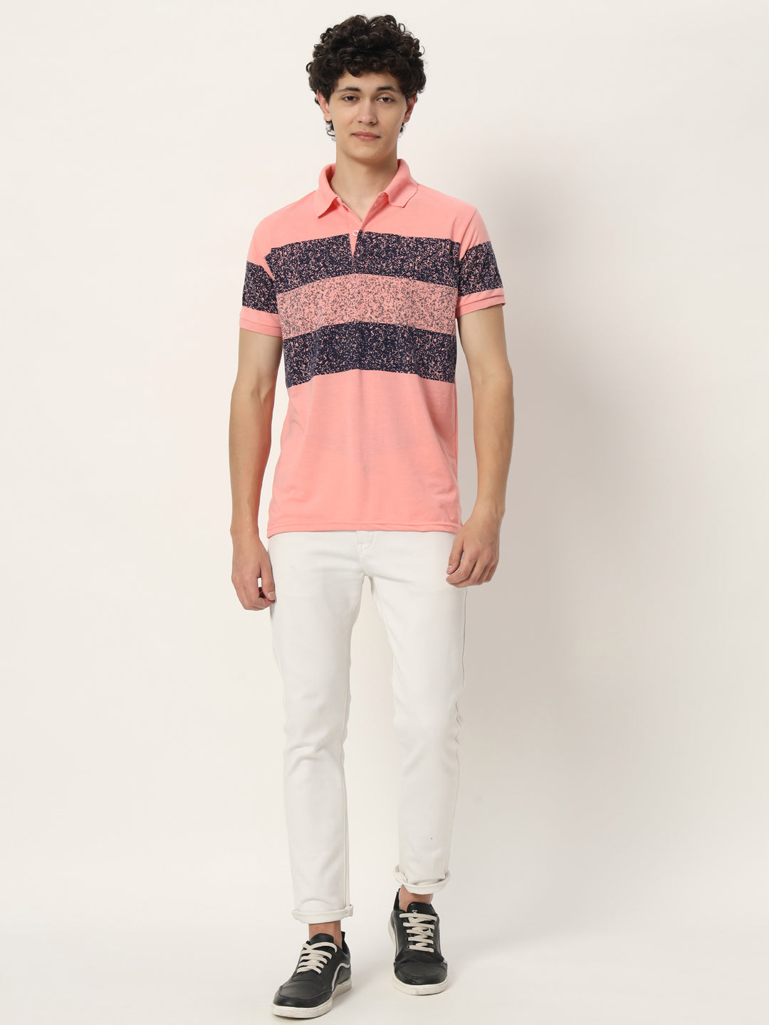 Men Micro Print Regular Fit Polo T-shirt