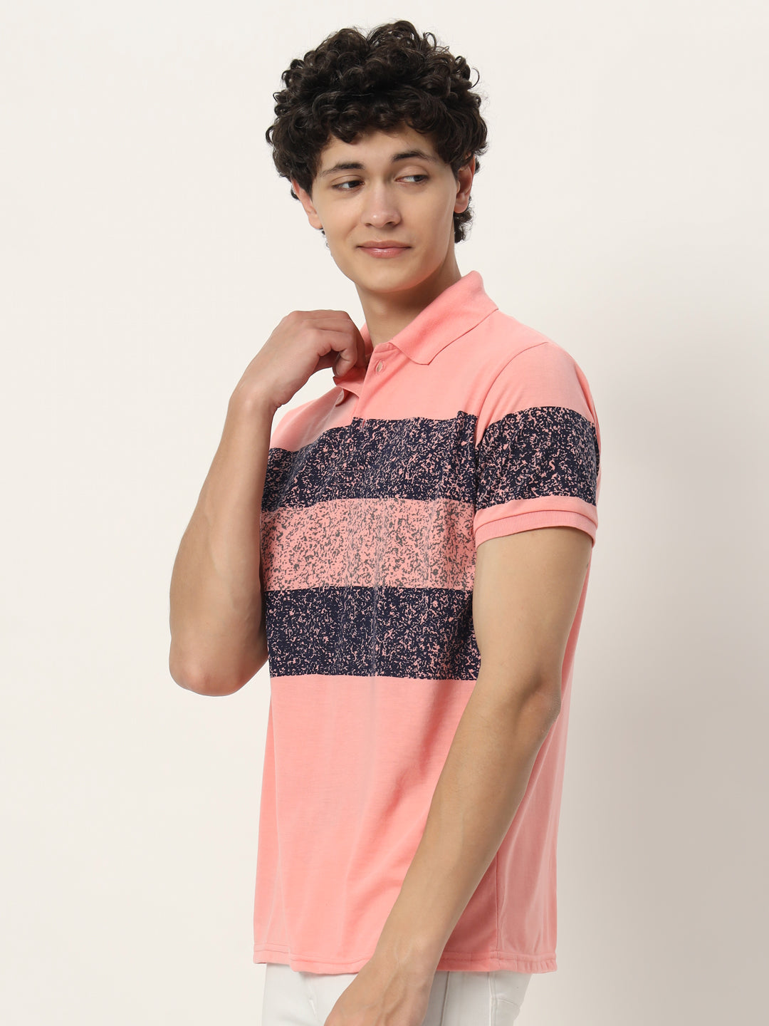 Men Micro Print Regular Fit Polo T-shirt