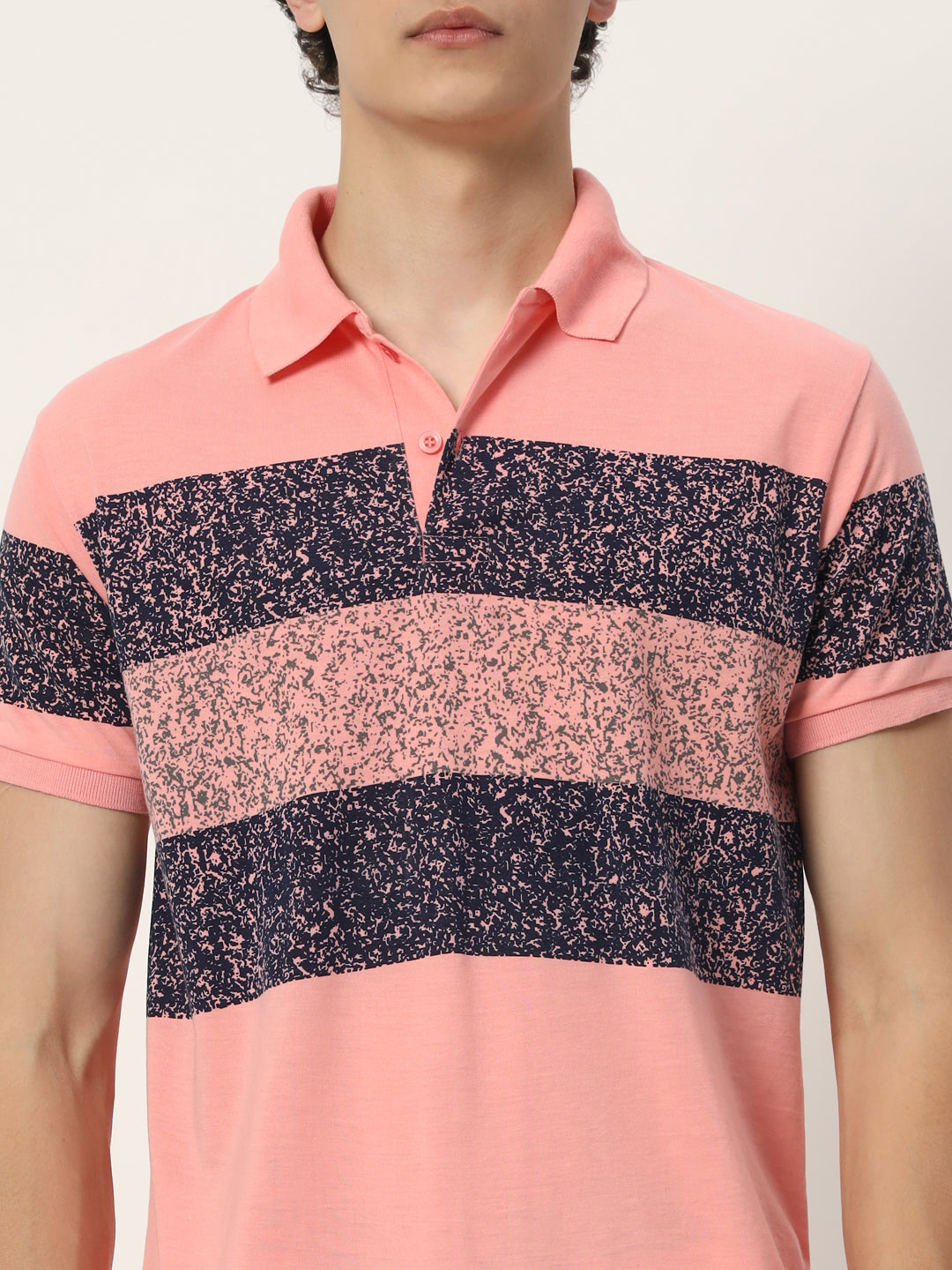 Men Micro Print Regular Fit Polo T-shirt
