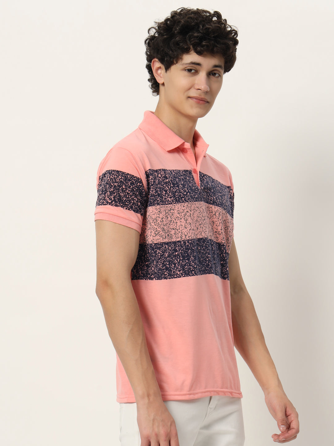 Men Micro Print Regular Fit Polo T-shirt