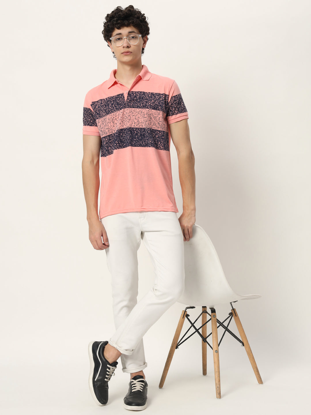 Men Micro Print Regular Fit Polo T-shirt