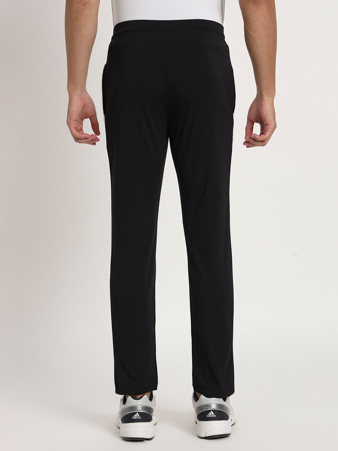 Men Striped Colour-block 4 Way Lycra Track Pant