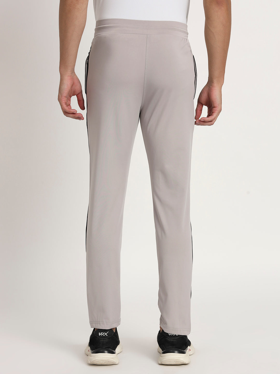Men Striped Colour-block 4 Way Lycra Track Pant