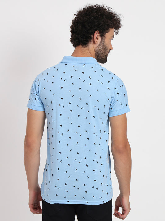 Men Printed Polo Neck Cotton T-Shirt