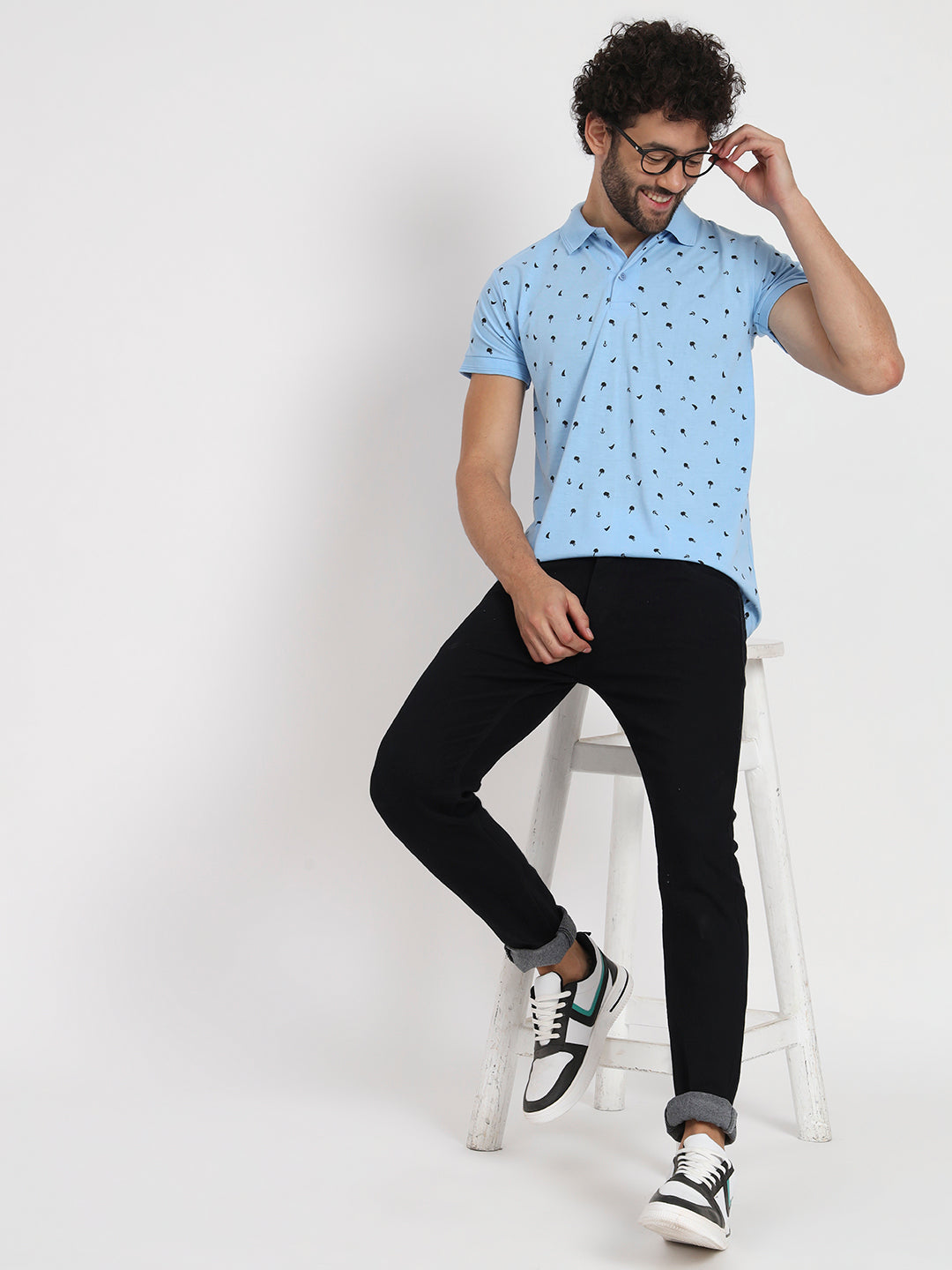 Men Printed Polo Neck Cotton T-Shirt