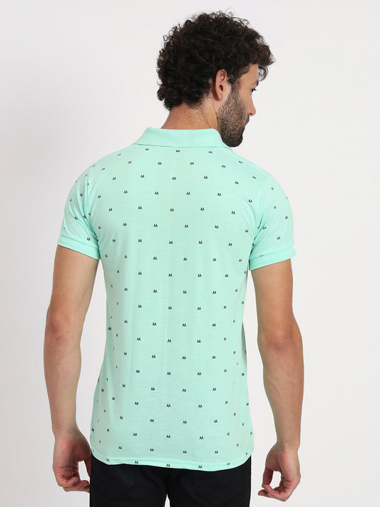 Regular Fit Micro Print Polo T-Shirt
