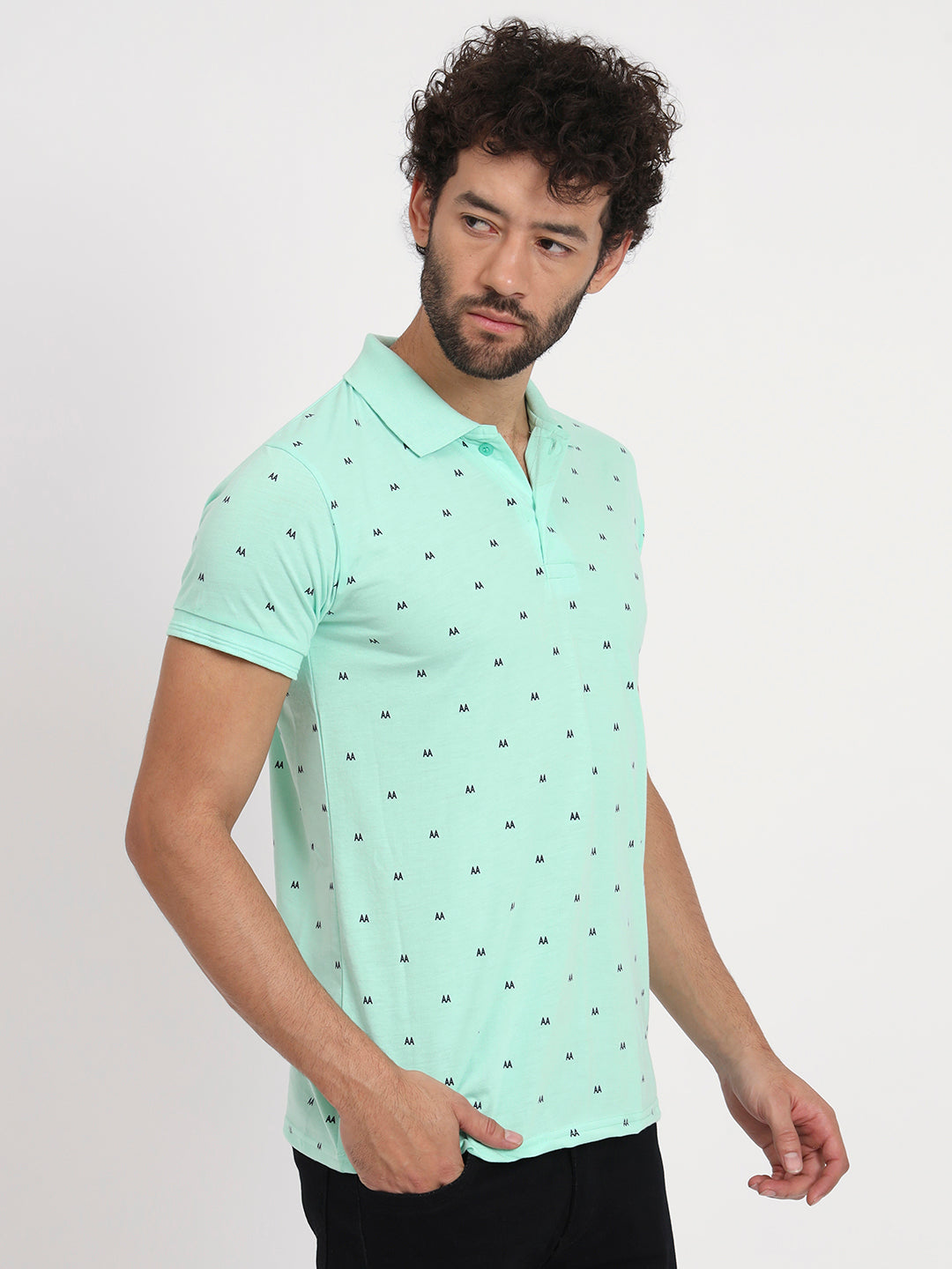 Regular Fit Micro Print Polo T-Shirt