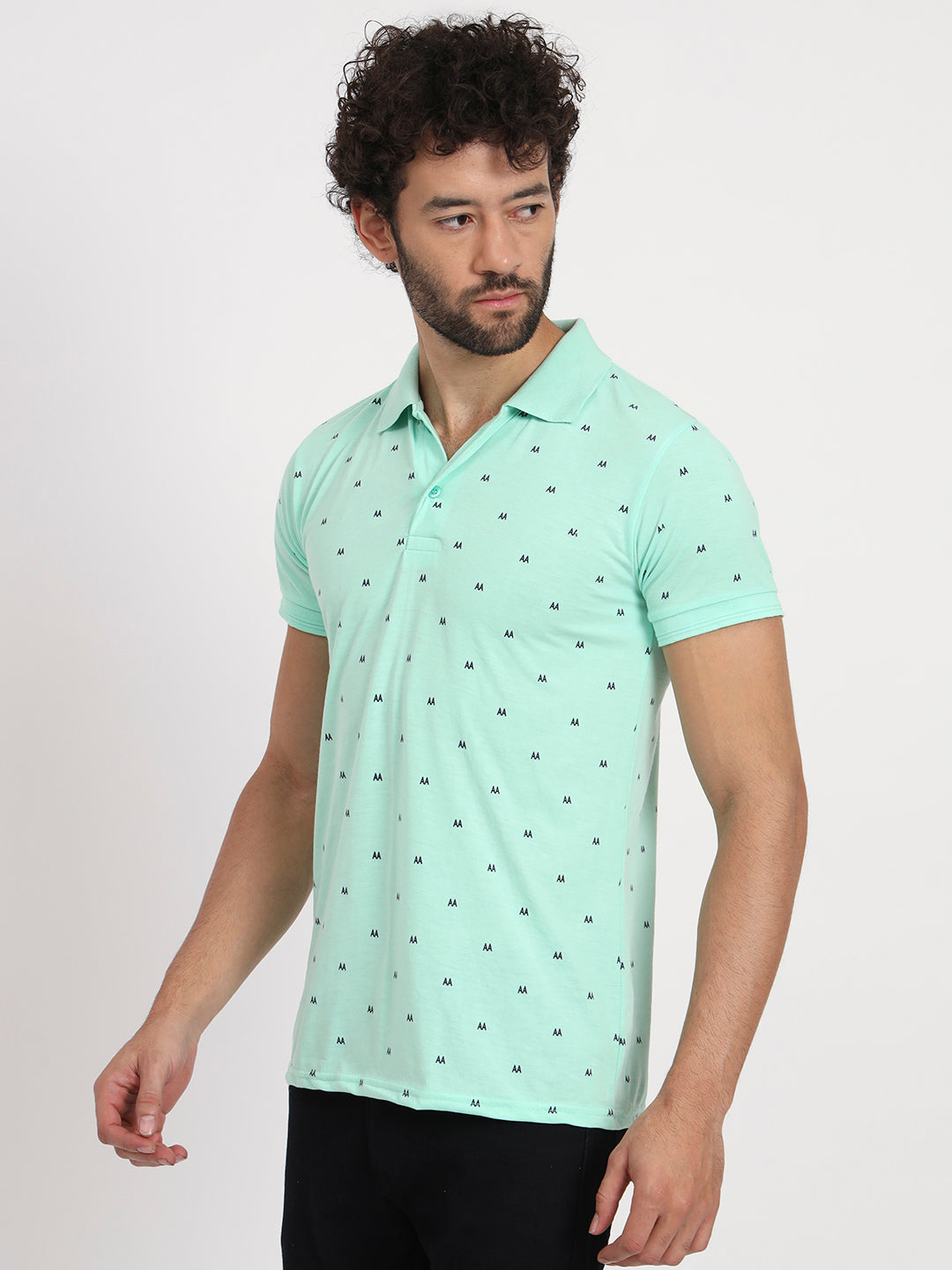 Regular Fit Micro Print Polo T-Shirt
