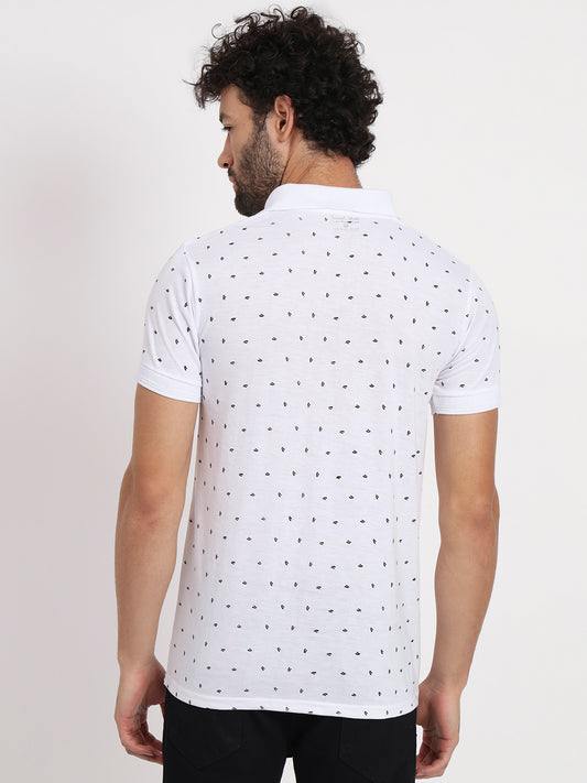 Men Micro Print Regular Fit Polo T-Shirt